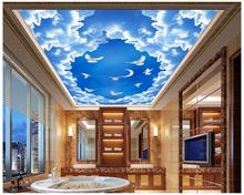 Murales de techo 3d personalizados, papel tapiz de cielo, nubes, techo, templo, cenital, mural, papeles de pared para decoración de sala de estar 2024 - compra barato