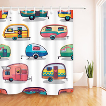 72'' Cartoon Travel Trailer On White Background Bathroom Waterproof Fabric Shower Curtain Polyester 12 Hooks Bath Accessory Sets 2024 - buy cheap