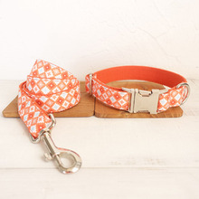 Handmade Dog Collar Leash Dog Accessories Orange Plaid Cat Necklace Leads Unique Collar Leash for Small Medium Dogs Products New 2024 - buy cheap