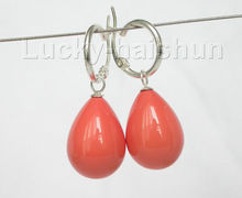 wholesale good Hot selling ********AAA Dangle 15*20mm drip pink sea shell pearls earring 925  Loop j8515 2024 - buy cheap