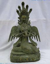 10" China old bronze gild sculpture carved buddhism Nu Wa buddha Statue 2024 - buy cheap