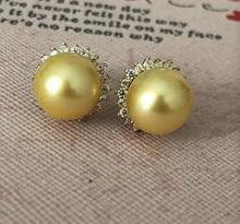 charming 10-11mm natural south sea gold pearl earrings 18k 2024 - buy cheap