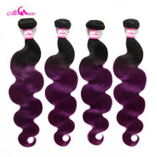 Ali Coco Body Wave Brazilian Hair Weave 4 Bundles 100% Human Hair Bundles 1B/Purple Color 8-30Inch Remy Hair Bundles Double Weft 2024 - buy cheap