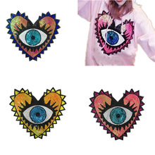 Parche de ojos malvados con corazón de lentejuelas grandes, accesorio de ropa bordado con motivos de dibujos animados, sin pegamento, 1 unidad 2024 - compra barato