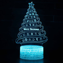 Árbol de Navidad 3 Tema 3D, lámpara LED de noche, 7 colores, cambio de ambiente táctil, regalo de Navidad 2024 - compra barato