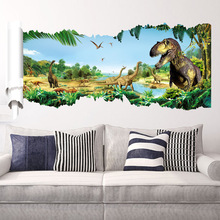 Новые динозавры, детская спальня, гостиная, украшение, Детская Настенная Наклейка с животным 3d стеновое искусство, Adesivo De Parede 2024 - купить недорого