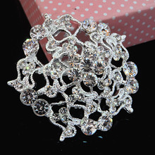 Silver Tone Clear Crystal Wedding Bridal Bouquet Flower Brooch Cake Decoration Silver Brooch Pins 2024 - buy cheap