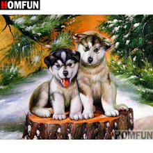 Homfun pintura de diamante "animal cães" 5d quadrado completo/broca redonda decoração de casa bordado de diamante diy ponto de cruz a11137 2024 - compre barato
