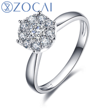 Обручальное кольцо с бриллиантами H/SI, круглой огранки, белое золото 18 карат, сертифицировано ZOCAI 0,35 CT, W00041 2024 - купить недорого