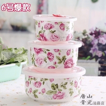 Special sale! 3-piece set, floral painting, bone china thermos lunch box for school, insulation boxes, ceramic large lunch box 2024 - buy cheap