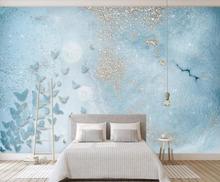Papel tapiz mural 3D personalizado, imagen azul de alta gama para decoración de pared de dormitorio 2024 - compra barato