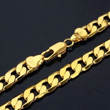 Классическая цепочка 24 карата, заполненная желтым золотом, кубинская цепочка, мужское ожерелье, цепочка 23,6 дюйма 2024 - купить недорого