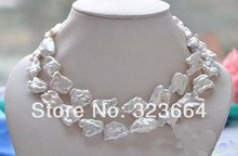 32 "25mm blanco barroco Keshi renacido biwa collar de perlas 2024 - compra barato