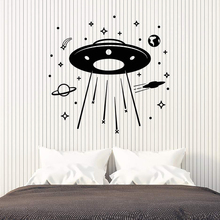 Decalque de parede de vinil para crianças l974, adesivos de estrela e lua com desenho de alienígena, espacial saturno, estrelas e lua removíveis 2024 - compre barato