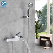 White Chrome Waterfall Bathtub Shower Faucets Torneira Bathroom Shower Single Handle Mixer Tap Wall Mounted Shower Mixer Tub Tap 2024 - buy cheap