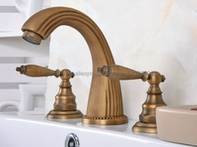 Bathroom Basin Faucet Antique Brass Bathroom Basin Mixer Tap Sink Faucet Double Handles 3 Hole Bathroom Basin Faucet Nan069 2024 - buy cheap