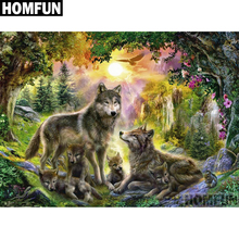 HOMFUN 5D DIY Diamond Painting "Wolf family" Full Drill Resin Diamond Embroidery Cross Stitch Home Decor A04012 2024 - buy cheap