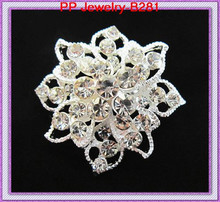 Silver Plated 12PCS/LOT Clear Crystal Rhinestone Beautiful Flower Brooch Free Shipping Hot Sale Pin Brooches!! 2024 - купить недорого