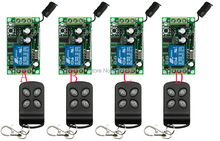 Sistema de interruptor de controle remoto sem fio dc12v 1ch 10a rf, 4 unidades, transmissor e 4 unidades, receptor com 4 botões, janela, portas de garagem 2024 - compre barato