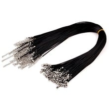 Wholesale 1.5mm Jewelry Clasp Lobster Necklace Black Rope Wax Leather Cord Necklace Lanyard Pendant Cord 50pcs/lot Free Shipping 2024 - buy cheap