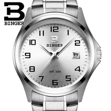 Full Stainless Clock Switzerland Luxury Men's watch BINGER brand Quartz Waterproof Complete Calendar Male Wristwatches B3052A7 2024 - buy cheap