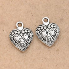 KJjewel Heart Charm Pendant fit Bracelet Necklace Tibetan Silver Plated Jewelry DIY Making Handmade Accessories 15x12mm 2024 - buy cheap