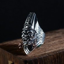 FNJ 925 Silver Skull Ring New Fashion Punk Skeleton S925 Sterling Thai Silver Rings for Men Jewelry Adjustable Size 2024 - buy cheap