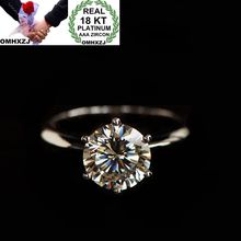 OMHXZJ Wholesale European Fashion Woman Man Party Wedding Gift Simple Round AAA Zircon 18KT White Gold Rose Gold Ring RR491 2024 - buy cheap