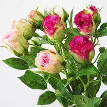 Rosas artificiales de seda + flores de plástico, 4 cabezas, para decoración del hogar, hotel y boda 2024 - compra barato
