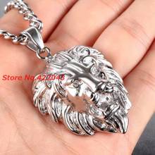 Silver Hip Hop Lion Head With CrystalPendant Necklace For Men Luxury Stainless Steel Male Jewelry Friendship Gift 2024 - buy cheap