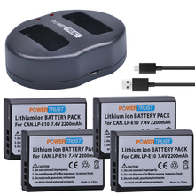 PowerTrust-batería para cámara LP-E10 LP E10 LPE10, 4 Uds., 2200mAh, Cargador USB Dual para Canon 1100D 1200D Rebel T3 T5 KISS X50 X70 2024 - compra barato