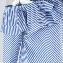 One Off Shoulder Ruffles Blouse Shirt Women 2017 Fall Sexy Blue Striped Shirt Long sleeve Cool Blouse Blusas Short Tops W04 2024 - buy cheap