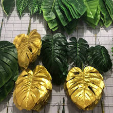 Искусственные Пальмовые Листья Гавайская Летняя тема джунгли тропическая золотая ткань День рождения Свадьба Aloha Luau украшение для пляжного стола 2024 - купить недорого