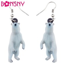 Bonsny Acrylic Standing Polar Bear Earrings Big Long Dangle Drop Fashion Unique Arctic Animal Jewelry For Women Girls Accessory 2024 - buy cheap