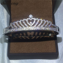 Choucong-pulsera con forma de corona para mujer, brazalete de boda, Circonia cúbica, oro blanco, 5A 2024 - compra barato
