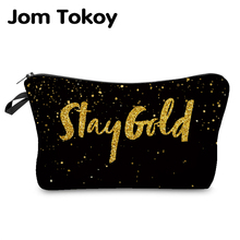 Jom Tokoy сумка-Органайзер, термопечать, золотой алфавит, сумка для макияжа, модный бренд, женская косметичка 2024 - купить недорого