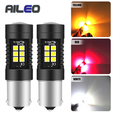 Leo-lâmpada de led para farol de carro, 2 peças, luz em branco, amarelo e vermelho, 1156, 1157, 7440, t20 2024 - compre barato