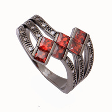 Hainon RED zircon Wedding finger rings for Women luxury vintage Jewelry Gift Wholesale fashion black Color design ring 2024 - buy cheap