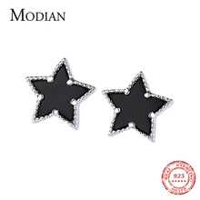 Modian-pendientes de plata de ley 925 con forma de estrella esmaltada, joyería clásica, con cierre de tuerca, para mujeres 2024 - compra barato