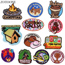ZOTOONE Letter Camping Iron on Patches for Clothing Backpack Embroidery Bear Dog Patch Stripe on Clothes Cute DIY Applique Badge 2024 - buy cheap