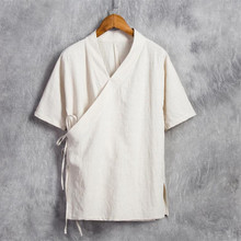 Men Cotton Linen Short sleeve Kung Fu Shirt Classic Chinese Style Tang Clothing Size M-6XL 2024 - buy cheap