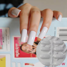 Ultra Long Acrylic Nail Tips White Flat Fake Nails Full Wrap French Nails Kit 24pcs with Display Easy to Use WL 2024 - buy cheap