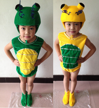 Free shipping ,halloween party cosplay Children short sleeve yellow green grasshopper costume clothing hat feet cover for kid 2024 - buy cheap