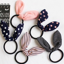 Xiwstar Lovely Elastic Rabbit Ears Hair Bow Ties Hairband Hair Ropes Accessories Ponytail Holders 2024 - buy cheap