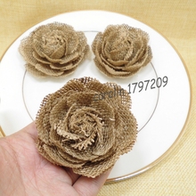 12pcs/lot Natural Jute Burlap Hessian Flower Handmade Vintage Wedding Decoration Hat Craft DIY Accessories rustic wedding decor 2024 - buy cheap