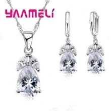 Elegant Women Wedding Party Jewelry Sets 925 Sterling Silver Paved Oval Cubic Zircon Waterdrop Engagement Accessory 2024 - buy cheap