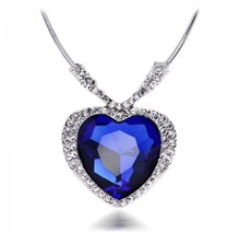 Качественное ожерелье с подвеской в виде синего сердца с австрийскими кристаллами, АААА + стразы, очаровательные женские летние модные украшения для девочек 2024 - купить недорого