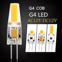 Диммируемая светодиодная мини-лампа G4 COB, светодиодная лампочка 3 Вт, 6 Вт, постоянный ток, 12 В, светодиодная лампочка G4 COB, лампочсветильник для люстры на 360 °, сменные Галогенные лампочки G4 2024 - купить недорого