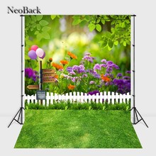 NeoBack 5x7ft new born baby photographic background Balloon woods grass floor children kids photo backdrops P1321 2024 - buy cheap