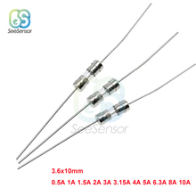 110pcs/lot 3.6*10 Fast-blow Glass Tube Fuse Fast Break With pin 3.6x10mm 0.5A 1A 1.5A 2A 3A 3.15A 4A 5A 6.3A 8A 10A AMP 250V 2024 - buy cheap